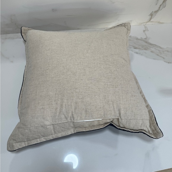 Threshold Velvet Reverse Dec Pillow Navy/Tan Indoor, 18” square - Picture 6 of 7